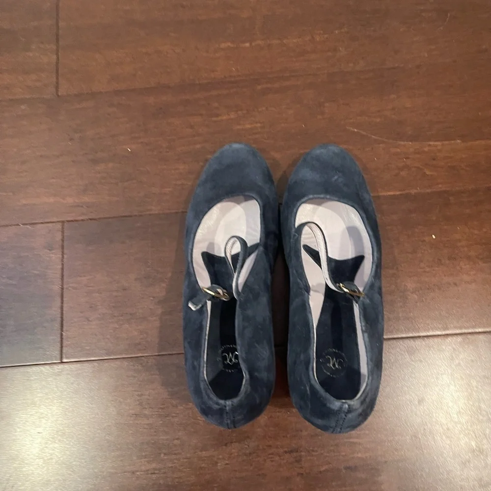 guc johnston & murphy Women's Suede Wedge Shoes - Dark Blue 7